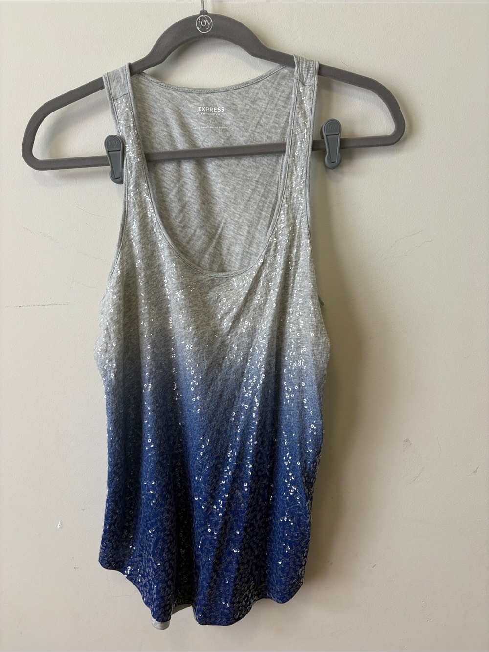 Express Silver to Navy Ombré Sequin Tank